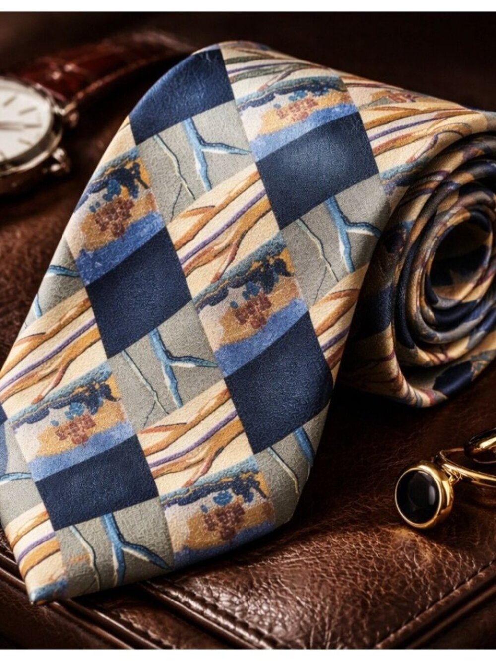 J. Garcia Silk Tie California Mission Collection Nine Stonehenge USA Vintage - Picture 2 of 13